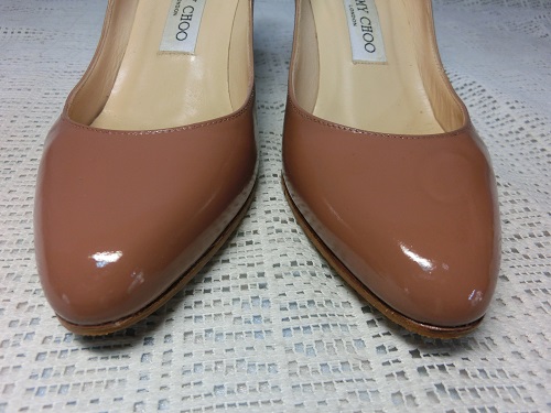 エナメルパンプスのリペア、色変え後